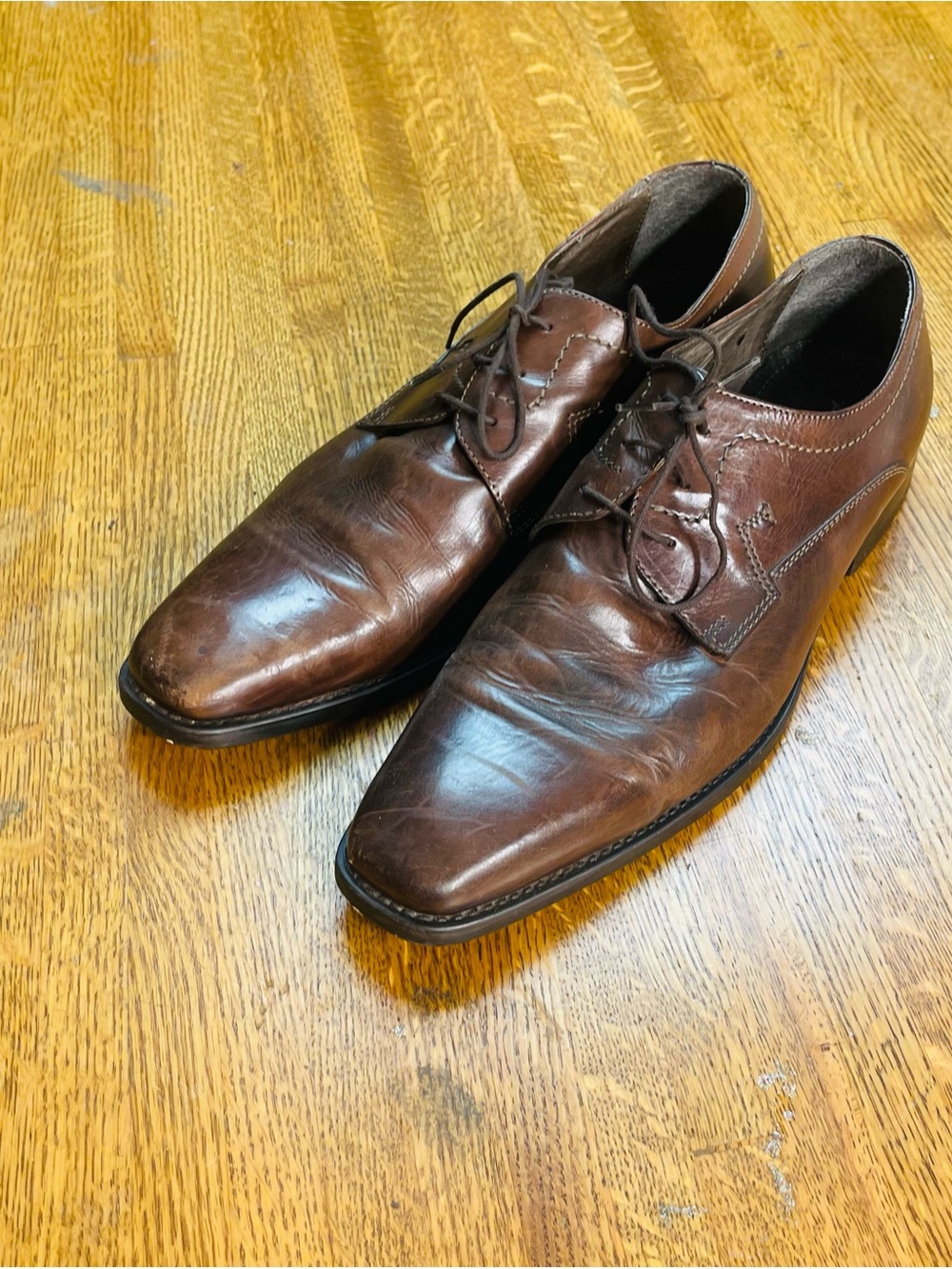 Aldo Men's Brown Leather Lace-Up Dress Shoes